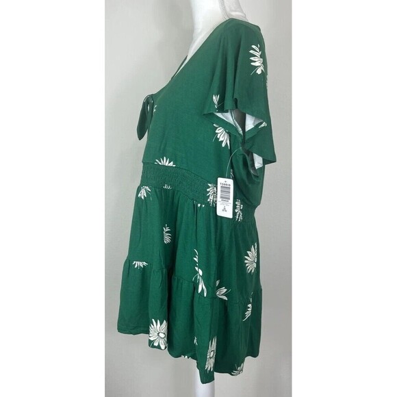 Torrid Super Soft Knit Green Tie Front Keyhole Babydoll Top Plus Size 3X (22/24) - Picture 7 of 12